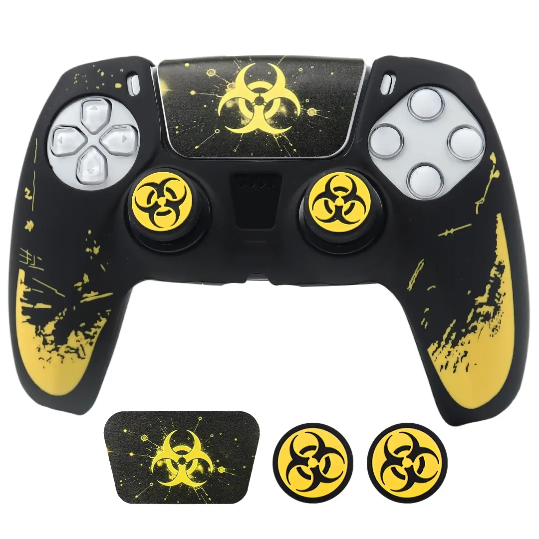 Silicone Case for PS5 Controller Pretective Cover Skin with Thumbstick Caps and Touch Pad Sticker for PS5 Gamepad Joystick Accessories Game Console Accessory