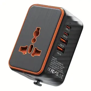Universal Travel Plug Adapter, International Power Converter for Europe Usa Uk Asia, 2.4a Multi-Function Charger for USB-A and USB-C
