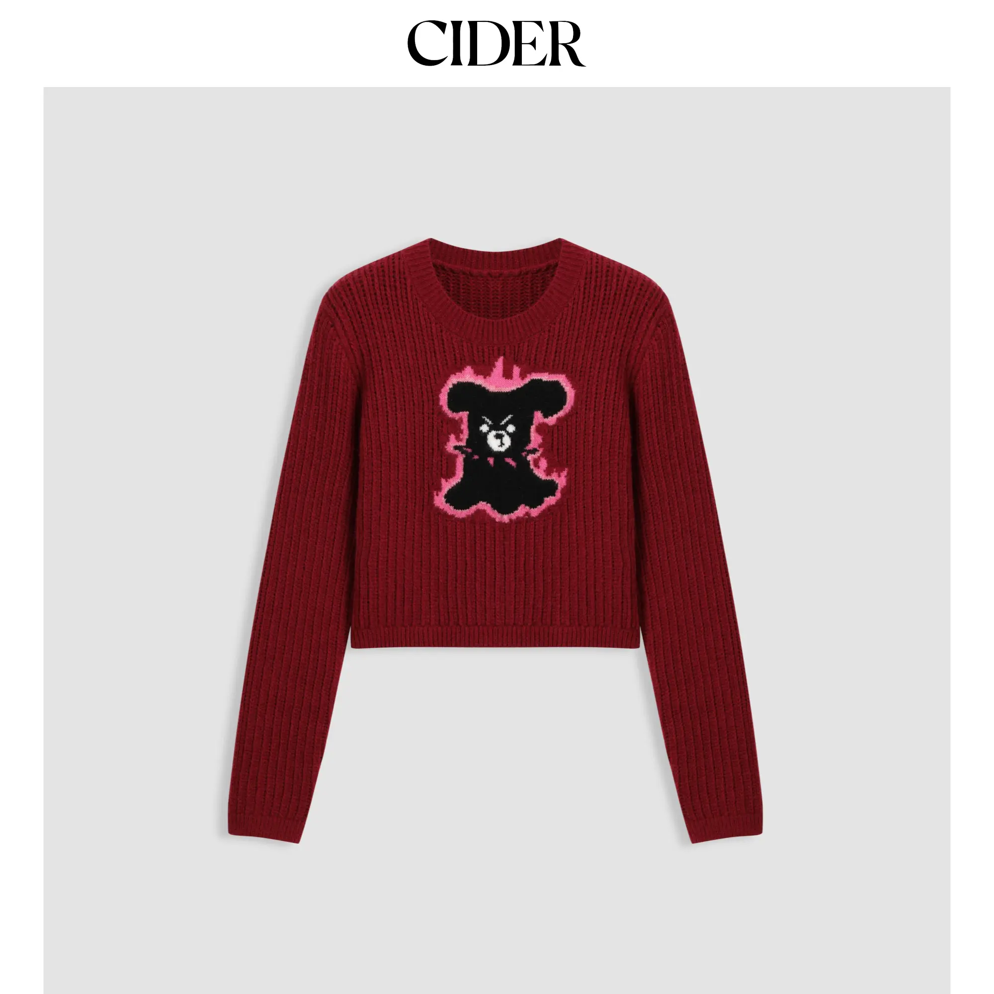 Cider [size 2-10] Knit Round Neckline Angry Dog Crop Top