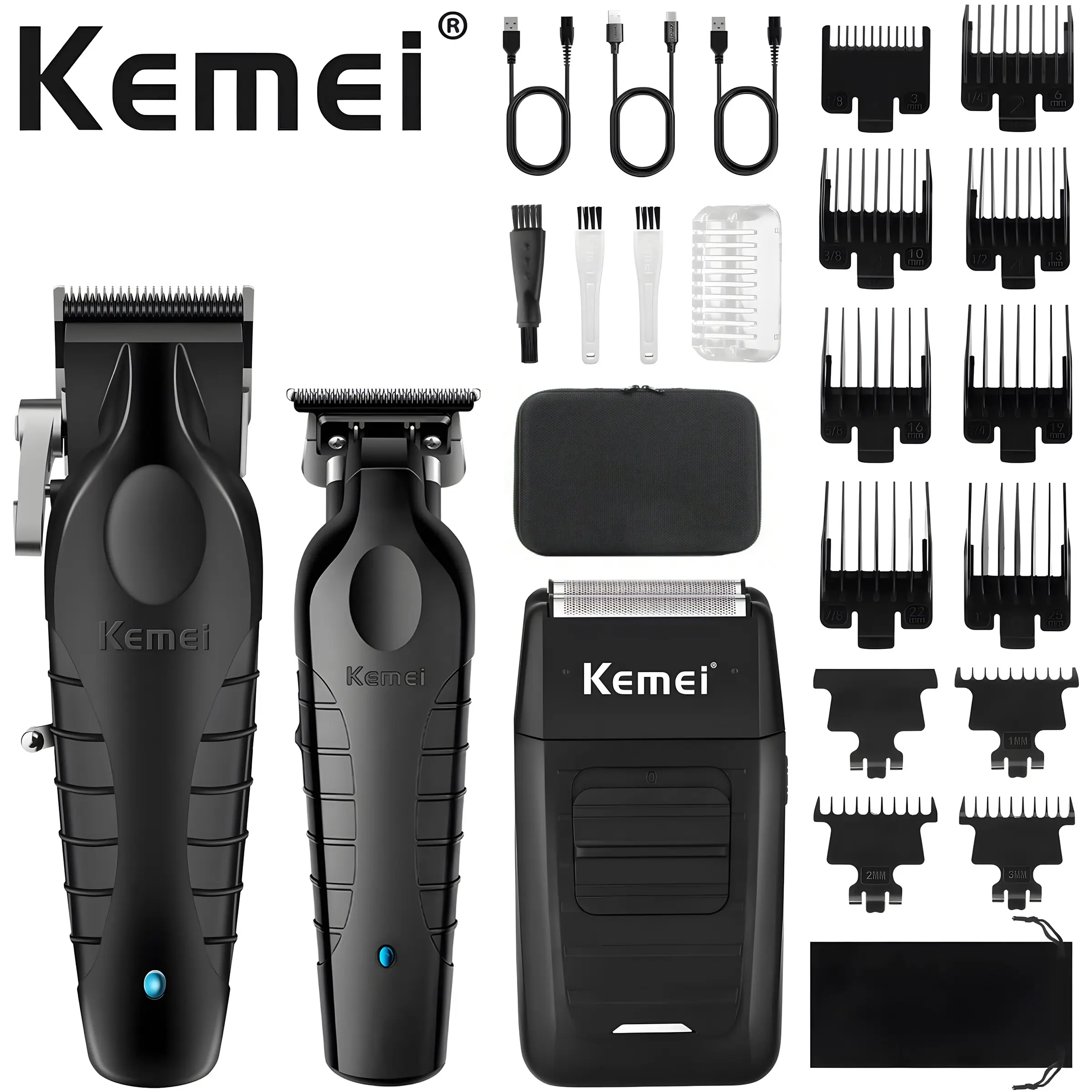 Professional Electric Hair Clipper Set, 23-Piece Haircutting Kit with Scissors, Guides, Brush, Ergonomic Handle, Durable Battery for Daily Use, Hair Trimmer Set, Cordless Clippers Set, Rechargeable Hair Clippers