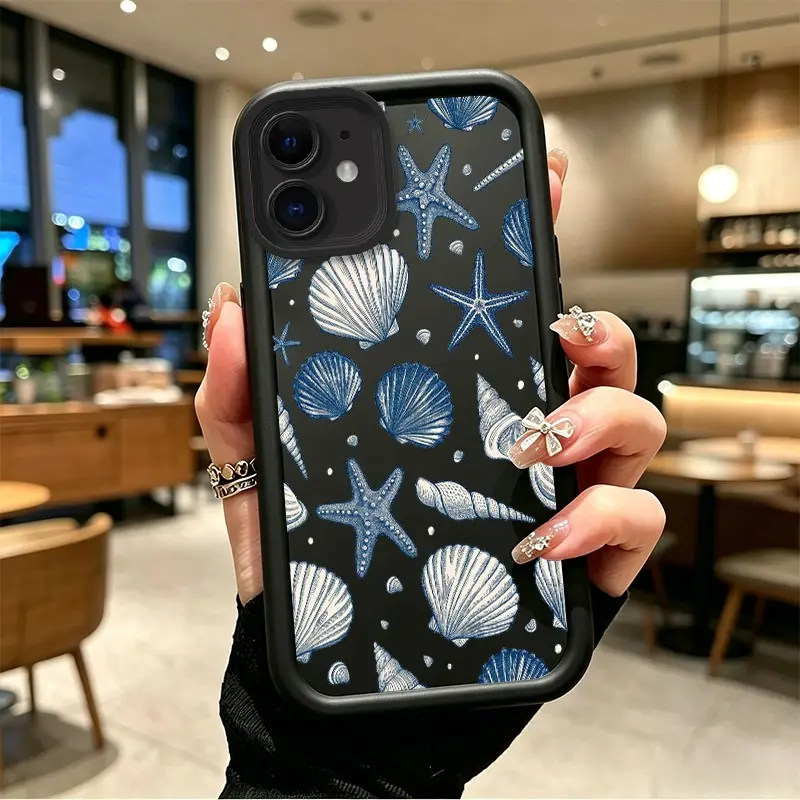 Phone case for iphone 11 12 12MINI TPU Shockproof Gift Navy Blue Seashell & Starfish Phone Case soft silicone Celestial Eye Layered Phone Case BOJTMN8Z