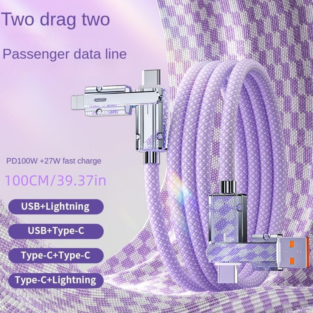 4-in-1 Multi-function Data Cable, PD100W Charging, Dual Type-C 27W Fast Charging Data Cable, Type-C Upgrade Chip Supports Mobile Phones To Charge Mobile Phones, Type C Charger