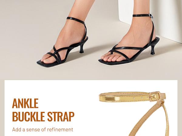 Athlefit Women's Strappy Kitten Heels Square Toe Flip Flops Low Heels Ankle Strap Party Dress Thong Heeled Sandals SpringStatements