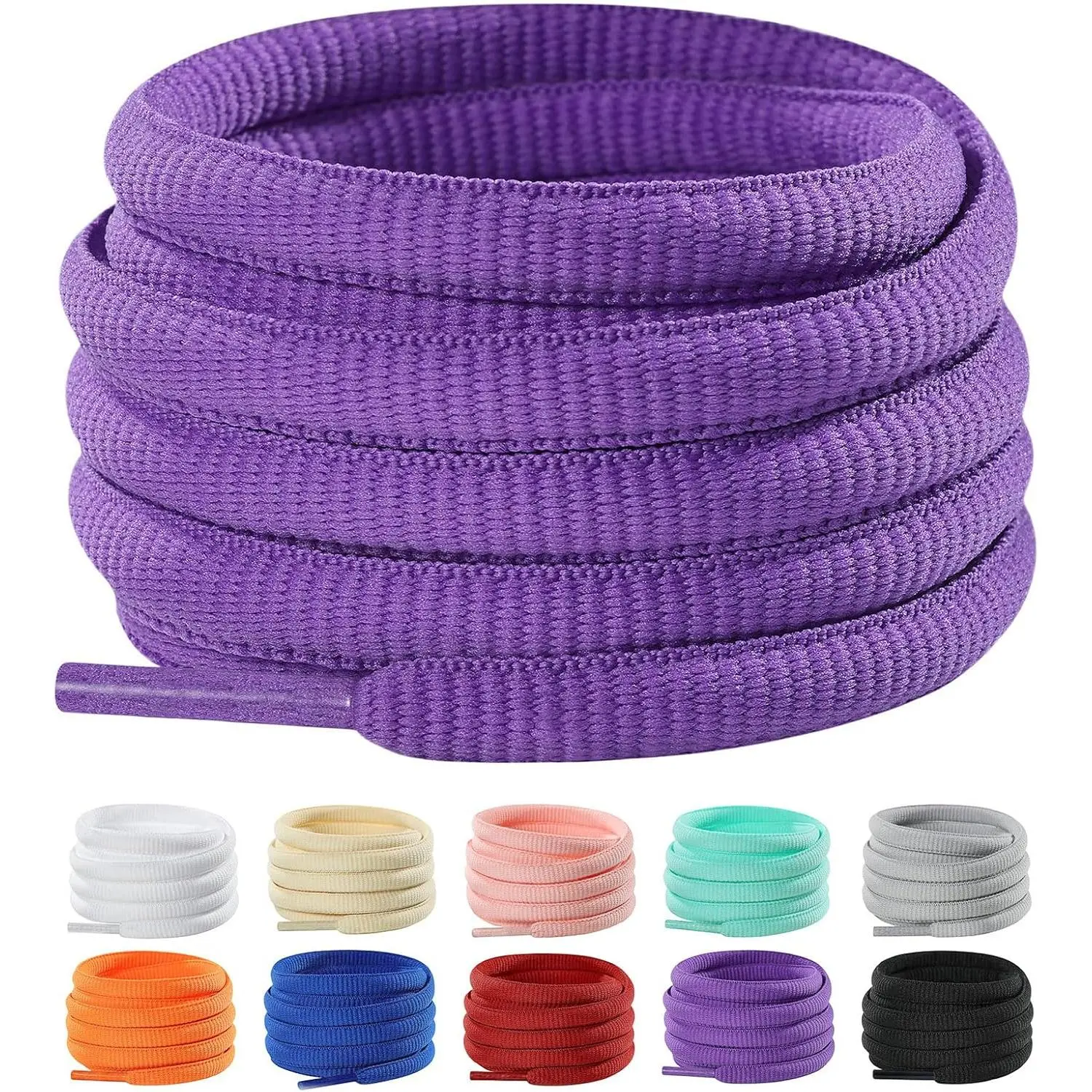 New 2 Pairs Oval Shoelaces, 9mm Half Round Shoe Laces | Thick full filled half round athletic laces,fade resistant & long-lasting;10 colors and 43–71 inch lengths for athletic shoes