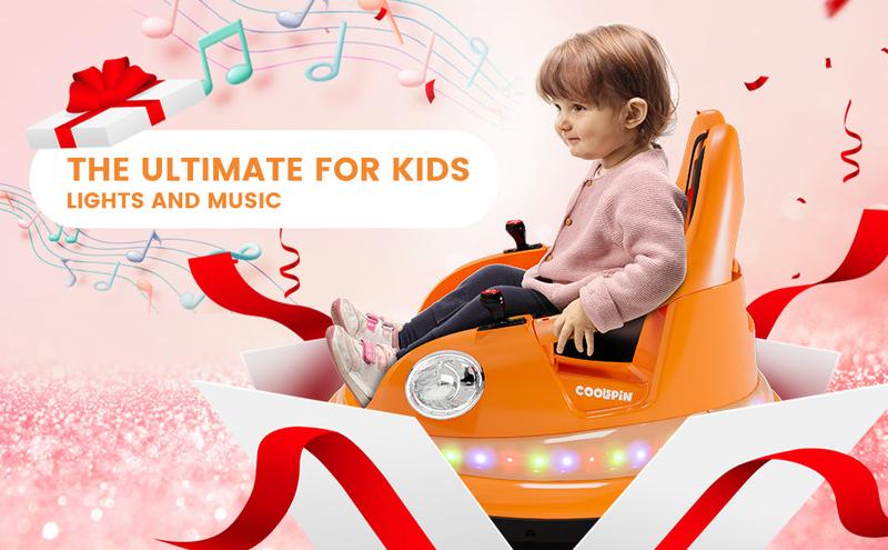 GARVEE Electric Bumper Car for Kids, 12V Ride on Toddler Bumping Car W/Remote Control, LED Lights & 360 Degree Spin, ASTM Certified - Orange