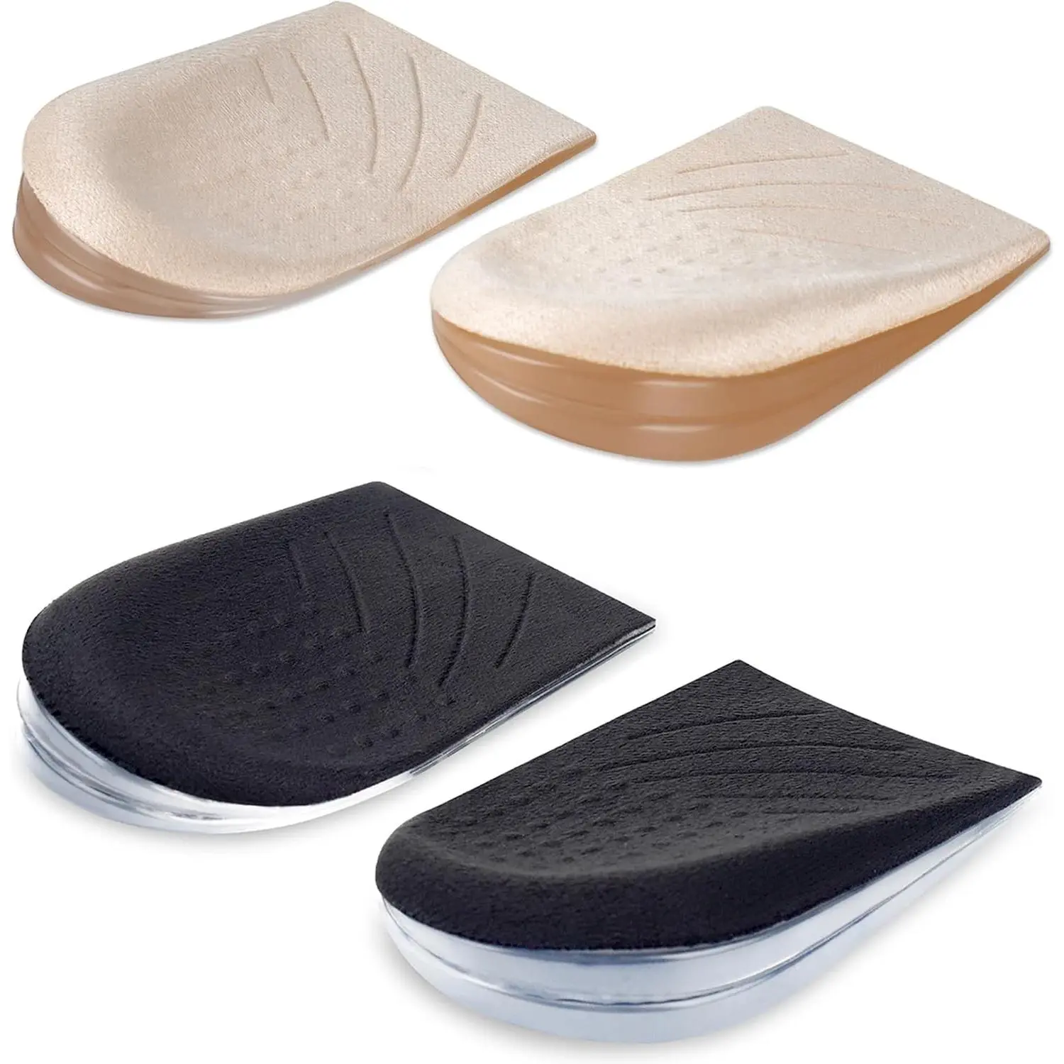 Unisex 2-Pair 3-Layer Medial & Lateral Heel Wedge Silicone Insoles - Adhesive Corrective Shoe Inserts for Foot Alignment, Knock Knee Pain (Large)