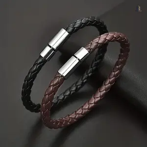 Men's Vintage Braided Bracelet Set (1-2 Pcs) - Male Wear Minimalist Band, Adjustable Size Casual Daily Use Retro Woven Wrist Jewelry, Classic Birthday Holiday Gift for Boyfriend