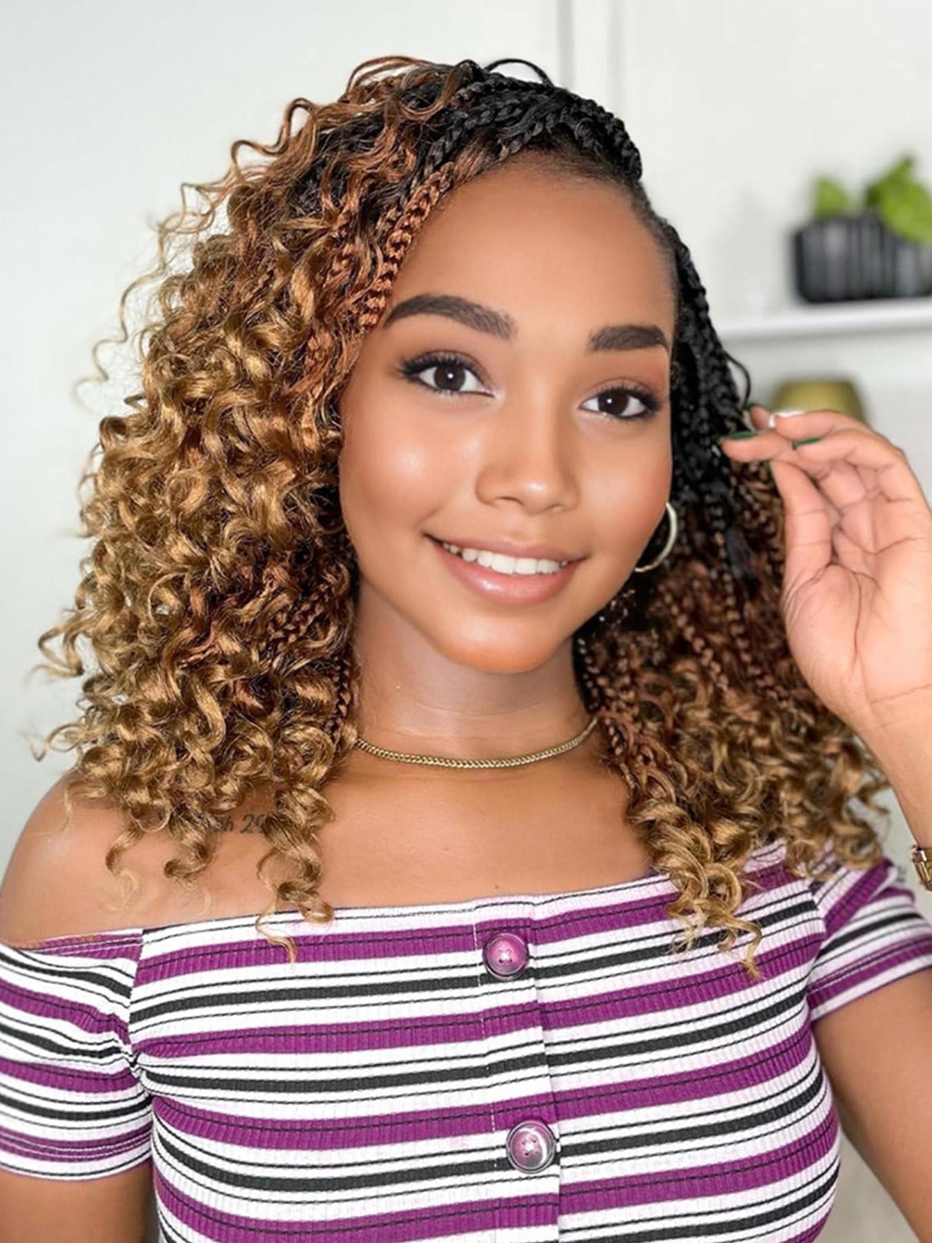 12 Inch Short Goddess Box Braids Crochet Wigs for Women, Boho Crochet Box Braids with Curly Ends, Box Braids Crochet Wigs, Synthetic Braided Wig, Bohemian Box Braid, Synthetic Material Wigs