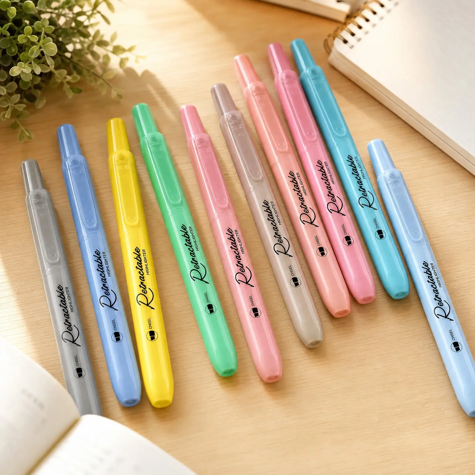Retractable Highlighters 12ct Assorted Mild & Vintage Colors - Chisel Tip Click Aesthetic Marker Pens, No Bleed Smear for Journaling HighlightingGift