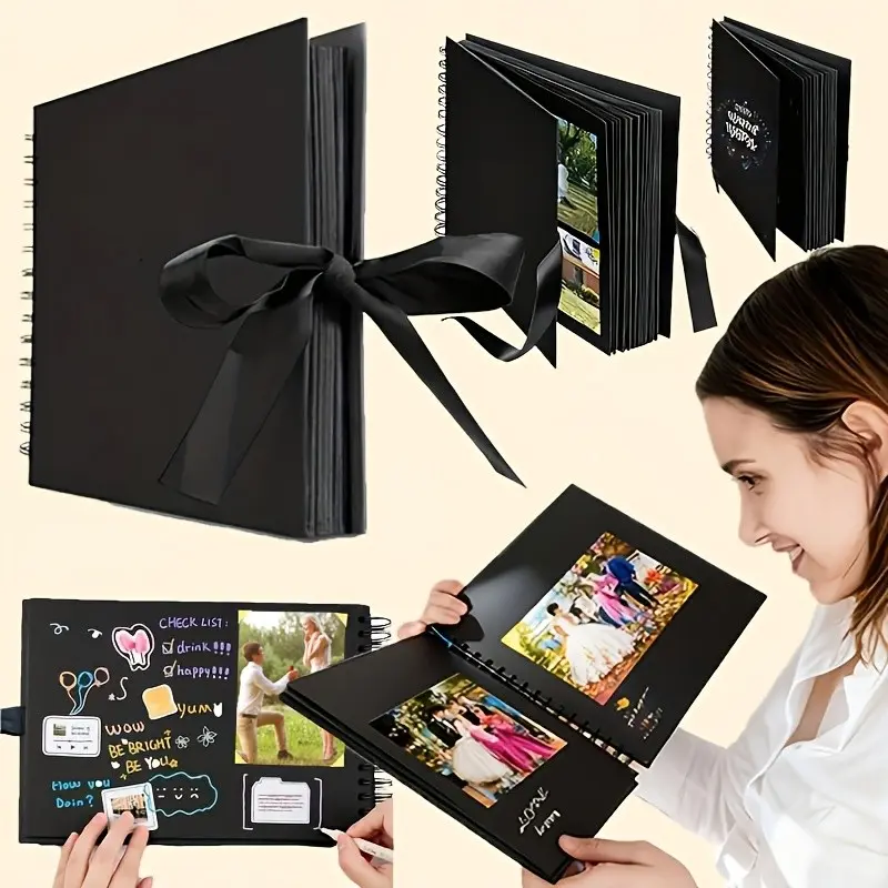 DIY Memory Scrapbook Album, Thick Cardstock Pages, Leather Craft Book, Perfect Gift for Weddings, Anniversaries, Birthdays