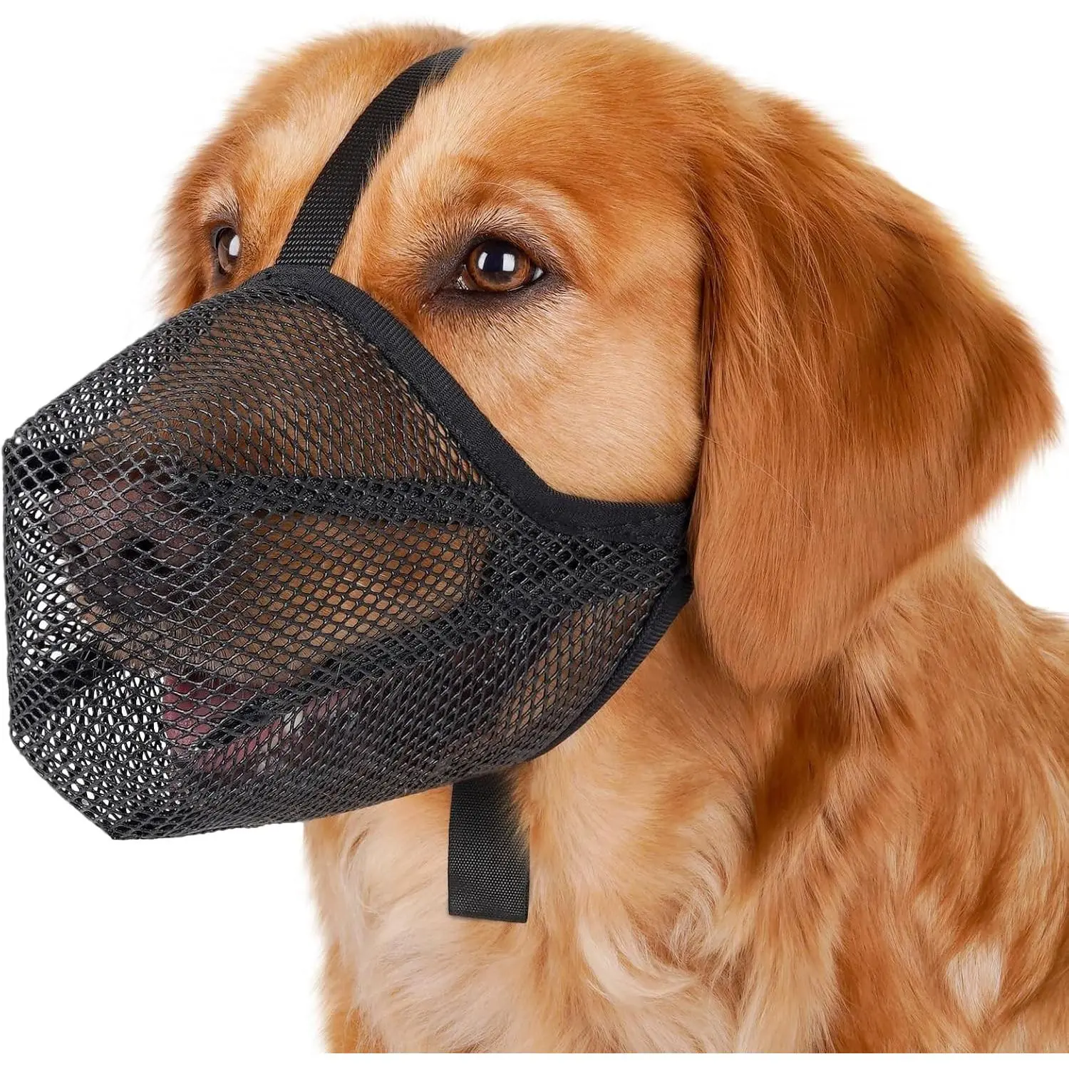 Soft Mesh Dog Muzzle with Adjustable Strap - Anti-Bite Guard for Safe Breathing, Fits Small/Medium/Large Dogs, Ideal for Grooming, Vet Visits