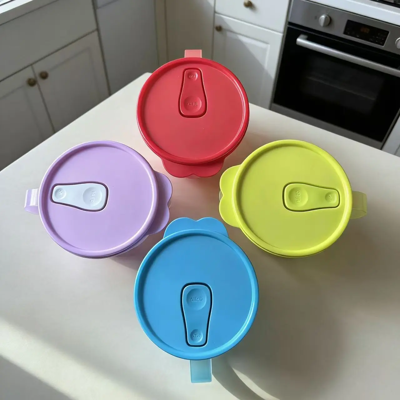 4-Piece Microwave Safe Bowls with Handles, Food Storage Bowls, Oatmeal Bowls, Lunch Boxes, Airtight Containers, Kitchen Accessories