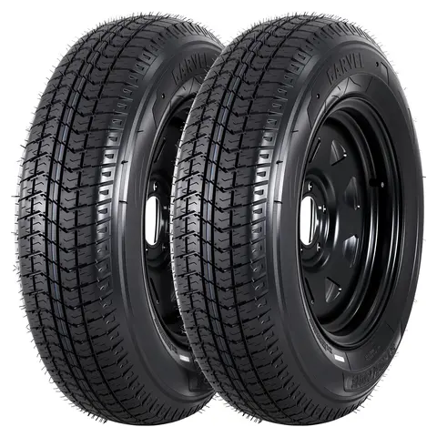 Gaomon 2PCS Heavy Trailer Tire & Wheel Sets, ST205/75D15 Durability Tires with Tread, 15" Nylon Cap Rims, 5 Lug on 4.5in PCD, Load Range C, Puncture Resistant