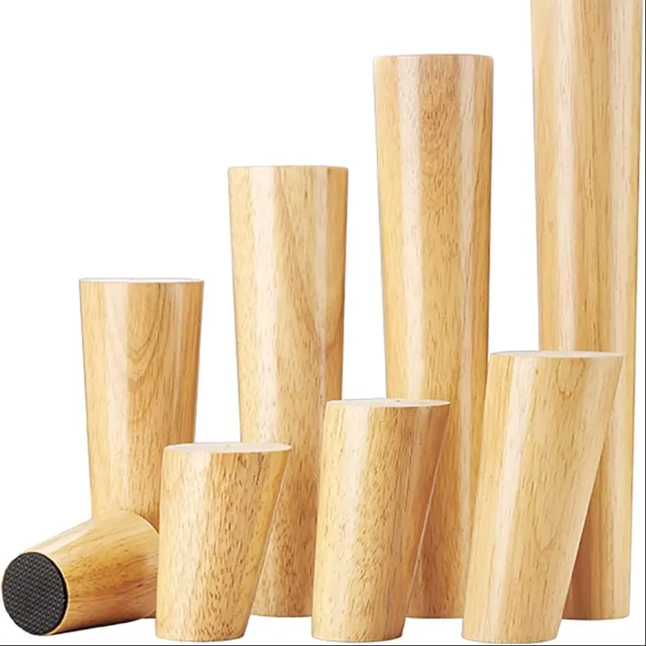 Original Wood Color Furniture Legs 4-Pack, Solid Wood Sofa Legs, Medieval Modern Style, Replacement Feet for Couch, Dresser, Coffee Table, TV Stand