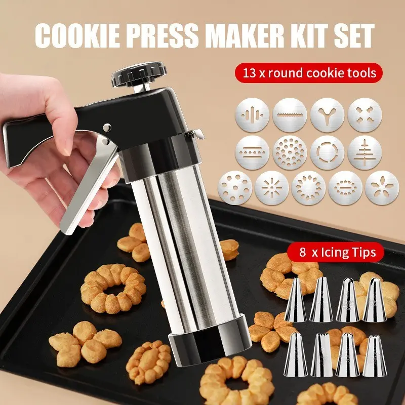 Cookie Press Gun, Cream Piping Gun, Piping Nozzle for Jelly Beans, Home Use Piping Gun, Easy-To-Use Cookie Maker Tool