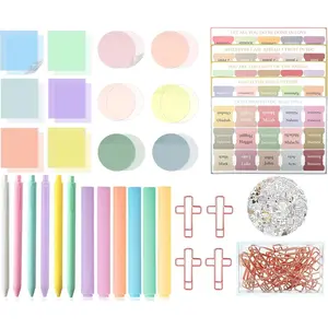 Study Supplies, Tabs and Highlighter Set with Ballpoint Pen,Transparent Sticky Notes, Paper Clips and Christian Stickers,Christian Gifts for Women,Book Lovers Gifts