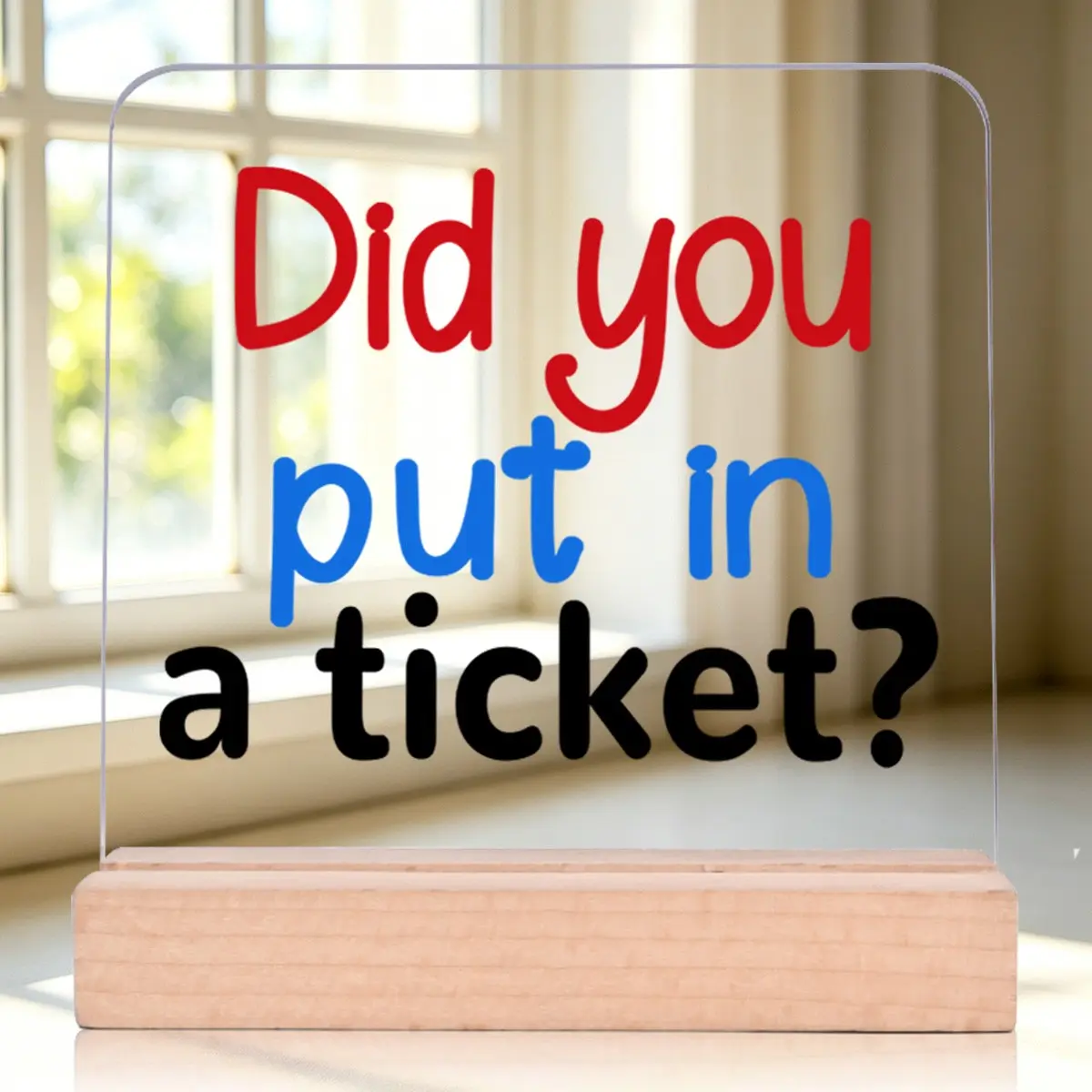 Office Technical Position/Customer Service Identifier - "Ticket" Square Acrylic Desk Decor with Wooden Base, Team Appreciation Gift, Boss Day Gift, Retirement Gift, Resignation Thank You Gift, Gift for Coworkers and Boss, Home ＆ Office Decor