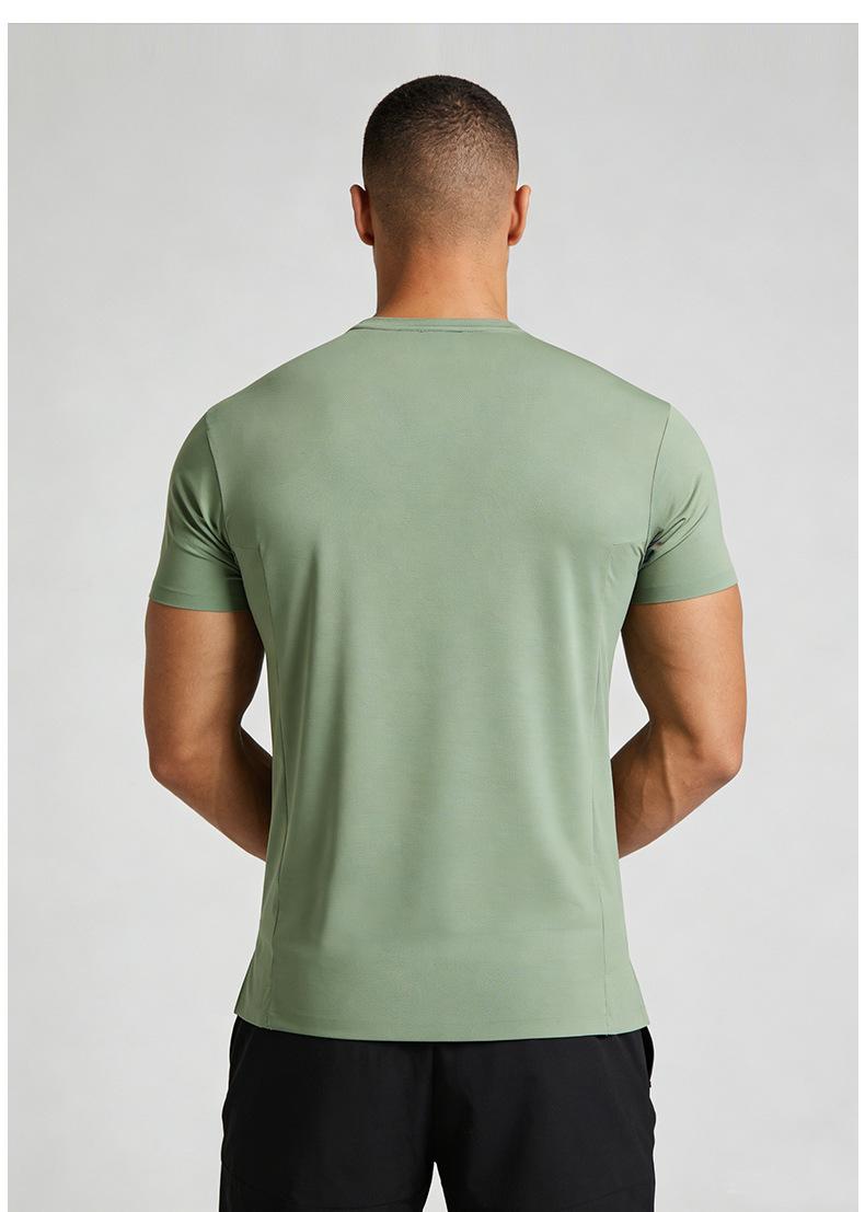 Smooth Nylon Wear-Resistant Ice Silk Quick-Dry T-Shirt for Men, Fitness Running Sports Short Sleeve