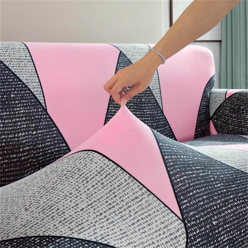 Geometric Pattern Stretch Sofa Cover, Couch Cover, 1 Count Elastic Sofa Slipcover with Ruffle Trim, Dustproof Sofa Protector for Home Living Room, Sofa Protector for Home Living Room