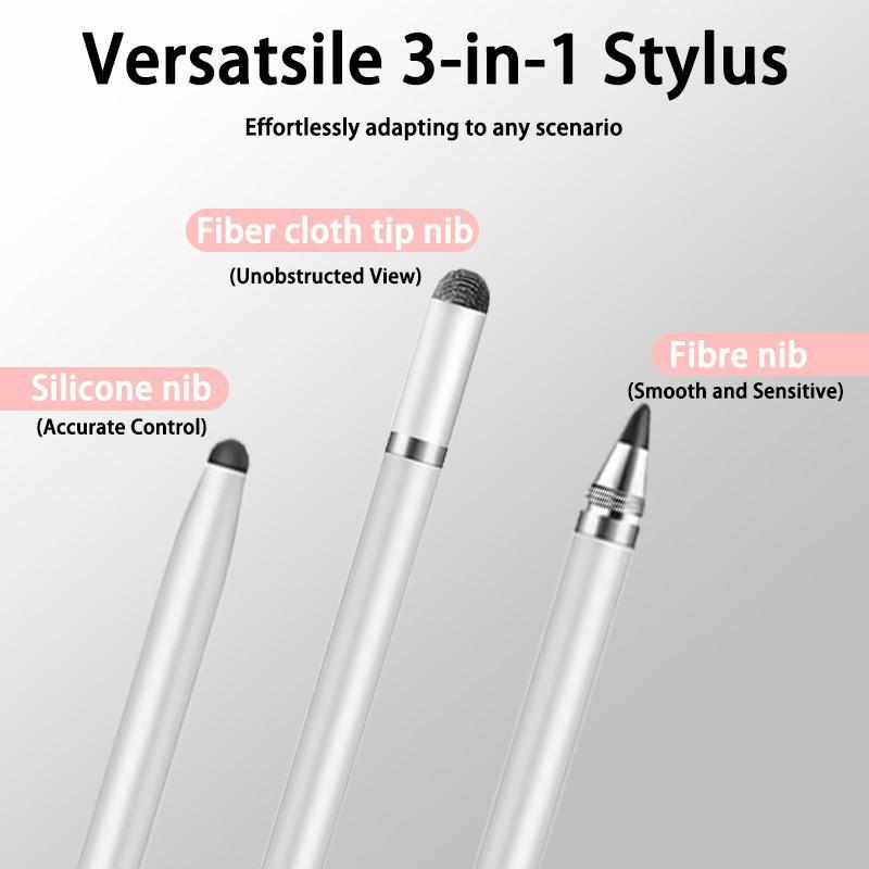3 in 1 Stylus Pen, Multifunctional Stylus Pen with 4 Replacement Nibs, Universal Stylus Pen for Samsung/Microsoft/Android/Smartphone Tablet