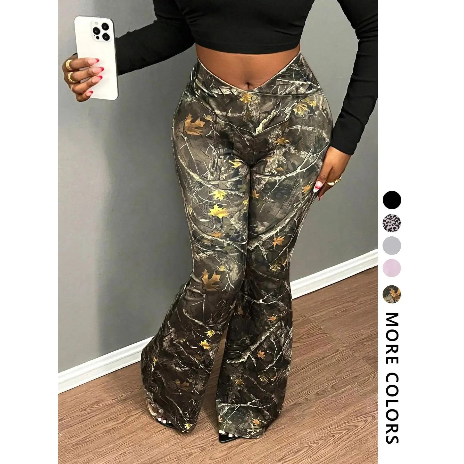 Women's Camo Leaf Print Sweatpants, Casual Comfy Trousers for Daily Wear, Ladies Bottoms for All Seasons, Casual Fashion Trousers, Casual Streetwear Pants