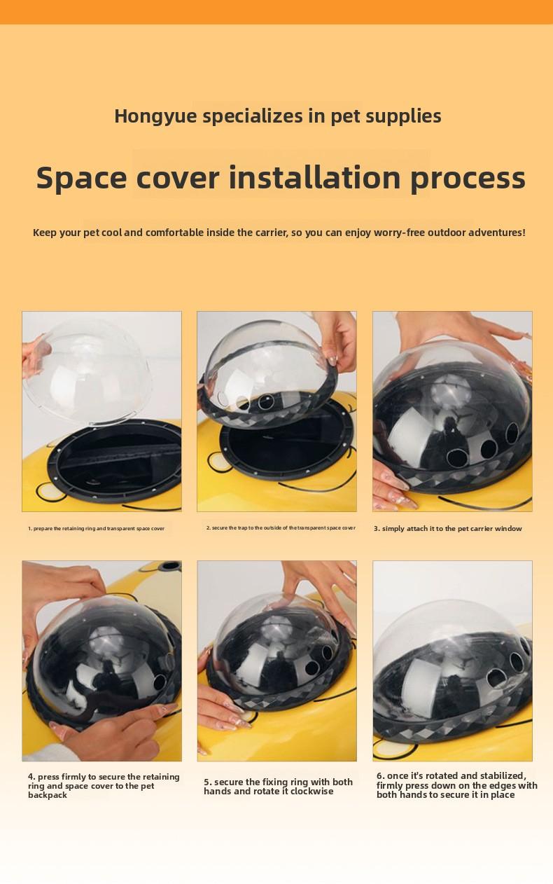 Pet Backpack Carrier - Breathable Transparent Space Capsule Astronaut Design with Mesh Pocket & Adjustable Straps, Portable Large Capacity Travel Backpack for Small Dogs & Cat