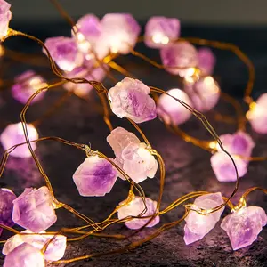 Nature Amethyst Crystal String Lights for Bedroom 10FT 40LEDs USB/Battery Operated Grape Crystal Light Pure Purple Fairy Lights Plug in for Natural Life Cute String Lights for Officefidget toys