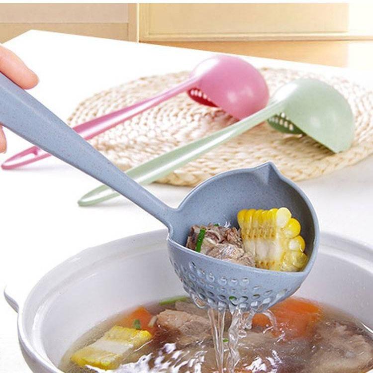 Heat Resistant Wheat Straw Slotted Spoon |   Long Handle Skimmer for Soup & Hot Pot |   Eco Kitchen Essential
