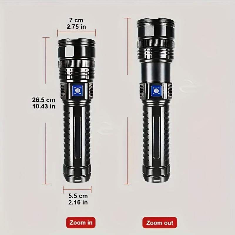 Flashlight, Ultra Bright, Adjustable Focus and Floodlight Modes, Five Lighting Modes, USB Charging and Reverse Charging, Aluminum Alloy Outdoor Flashlight, Suitable for Camping, Home Night Light, Hiking, Fishing
