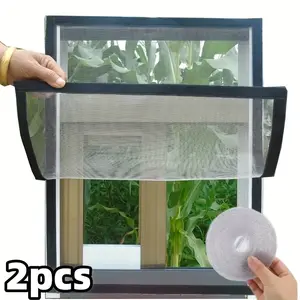 2pcs self-adhesive large-size mosquito-proof screen mesh set, easy to install without punching, equipped with corner tape fittings, 130X150 cm (about 50.7X58.5 inches) suitable for most families, suitable for bedroom home, insect-proof and ventilated.