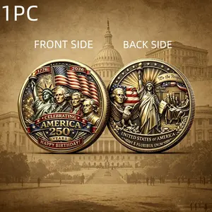 1PC Eagle And Liberty Theme Commemorative Medal 3D Embossed Alloy Collectible Coin Historical Heritage Souvenir Gift For Collectors Family Friends Anniversary Birthday Celebration Display Decorative Collectibles