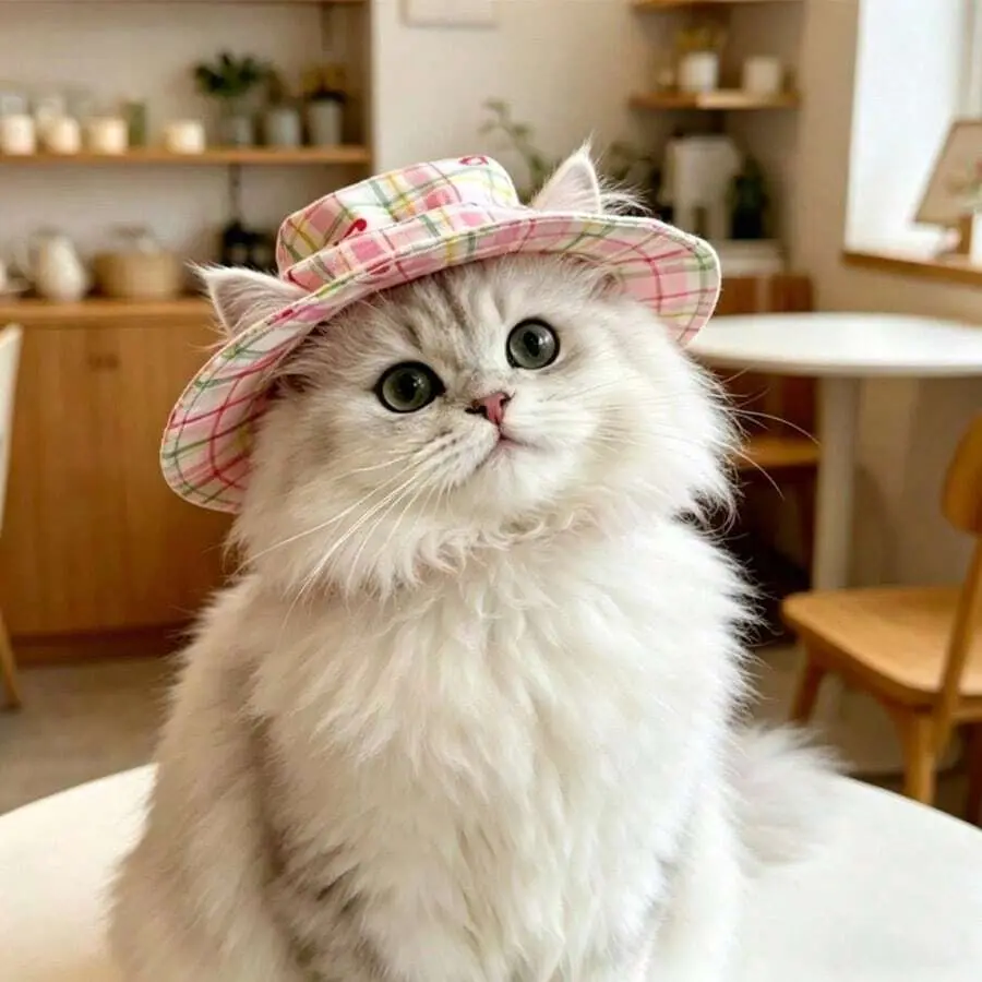 BVEOYPET Adjustable Pet Bucket Hat for Cats & Dogs - Breathable UV Protection Outdoor Hat with Chin Strap, Cute Plaid, Cherry, Heart, Striped Cartoon Patterns, 3 Styles Available