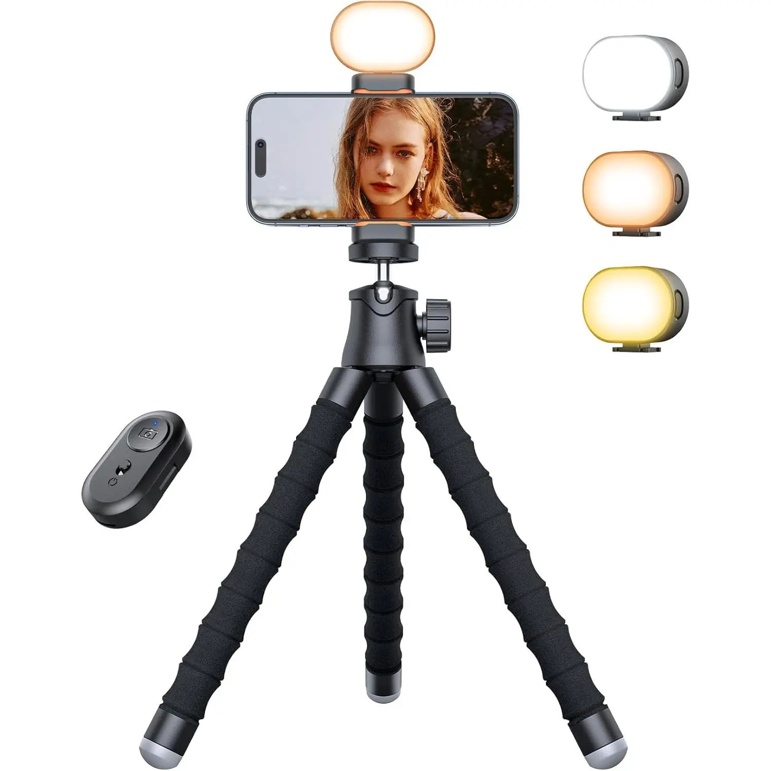 Phone Tripod Stand, Extendable Reinforced  Phone Stand with  Remote,  Cellphone Tripod (13.4'' Black)