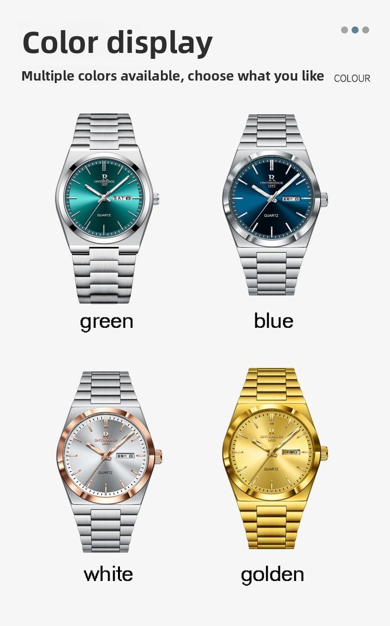 Men's Luxury Teal Green Dial Quartz Watch - Stainless Steel Wristwatch with Date Day Display, Waterproof, Luminous Hands, Classic Business Casual Dress Watch for Men, Perfect Gift for Husband Dad