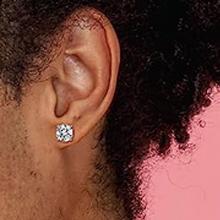 Jstyle 4 Pairs Stainless Steel Magnetic Stud Earrings for Men Women Silver Tone CZ Non-Piercing Clip On Stud Earrings Set 6-8MM