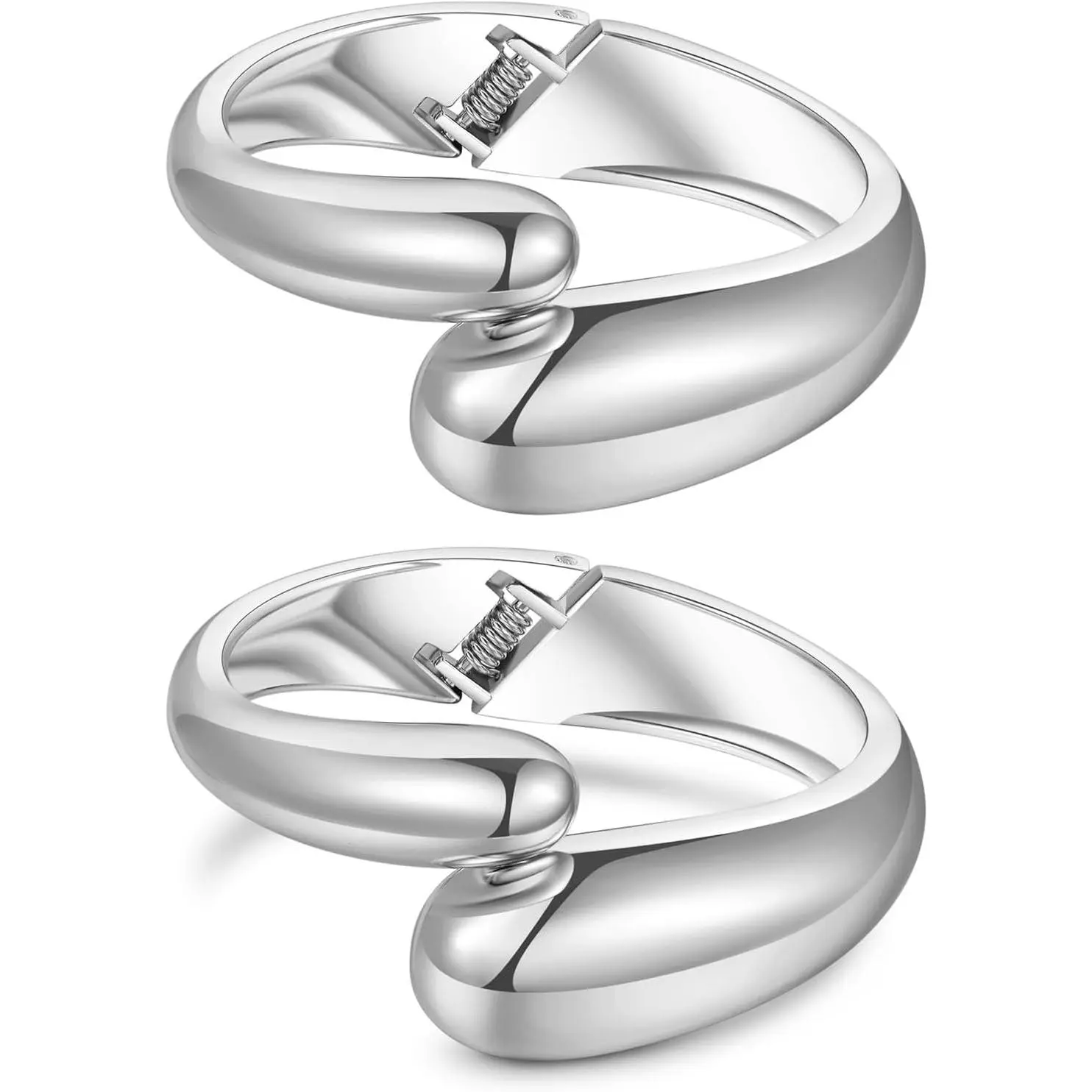 2 count  Bangle Bracelets for Women, Trendy Hinged Cuff Open Wide Chunky  Bracelet Stack Arm Cuff  for Women