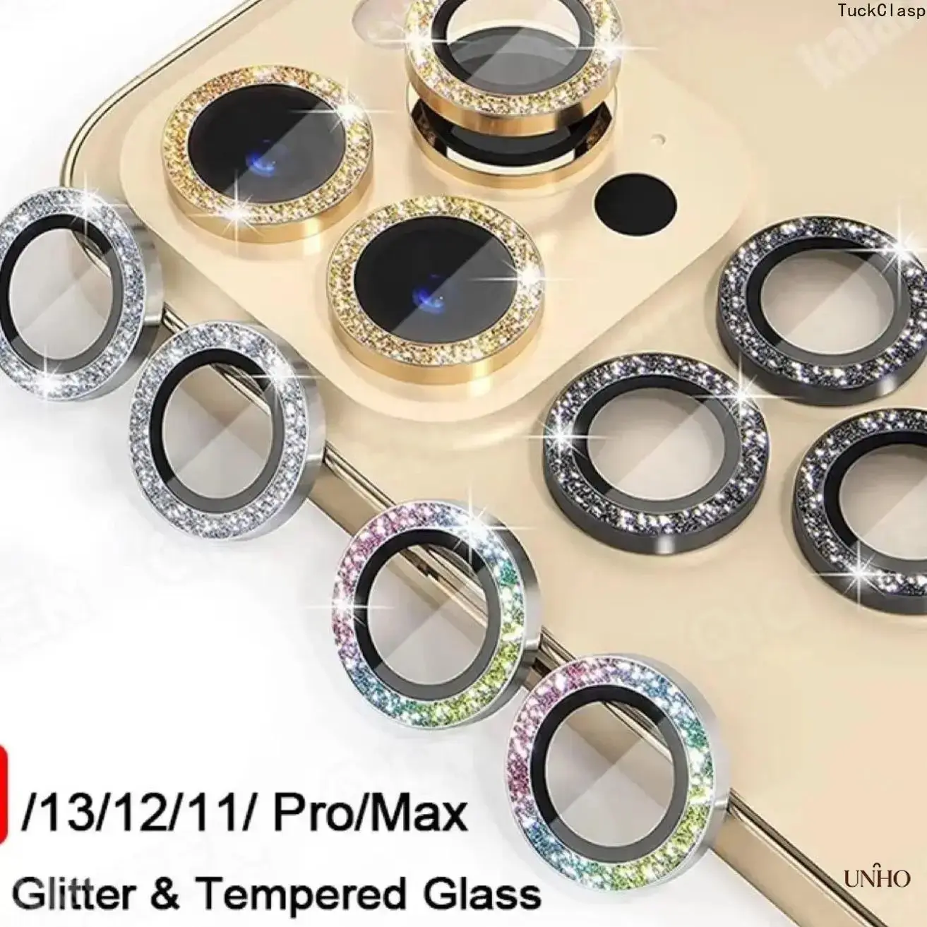 Shiny Bling Metal Ring Camera Lens Protector For iPhone 11/12/13/14/15 Pro, Pro Max & Mini – HD Tempered Glass Anti-Scratch Rear Lens Cover, Dustproof Flash Compatible Metal Guard, Stylish Protective Phone Camera Accessory For Daily Anti-Collision Use