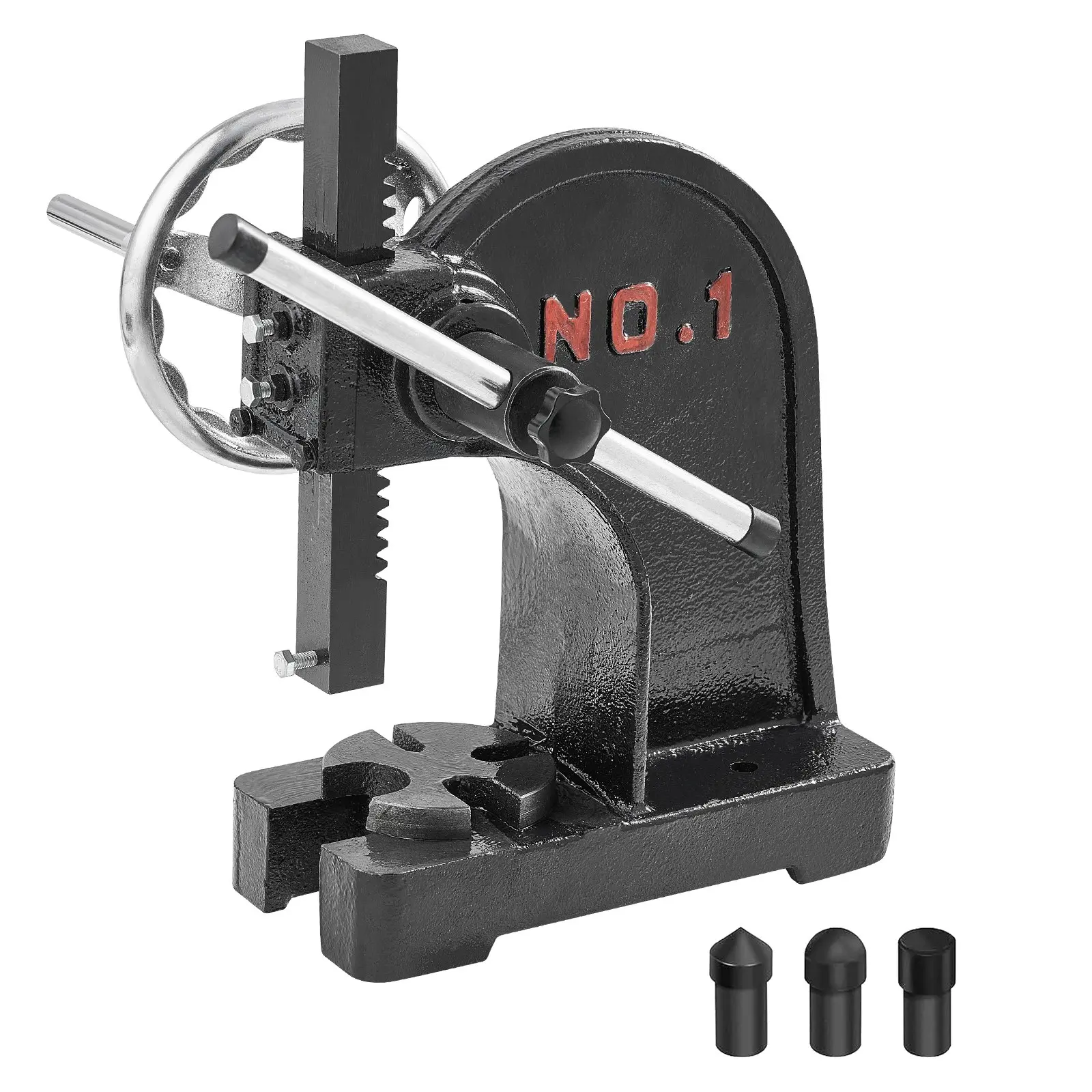 VEVOR 1-Ton Cast Iron Precision Hand Press, 1 T Desktop Press with Handwheel, 5.9" Maximum Height, Heavy-Duty Tool for Stamping, Forming, Stretching, Metal Bending