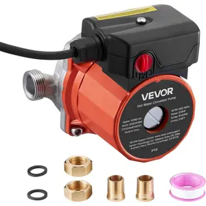 VEVOR Hot Water Recirculating Pump, 10 GPM, Instant Circulation Circulator Pump System, 3 - Speed Control, 0.13 HP, 110 - 120V, NPT 3/4 in to NPT 1/2 in Adapter, Cast Iron Head, for Water Heater System