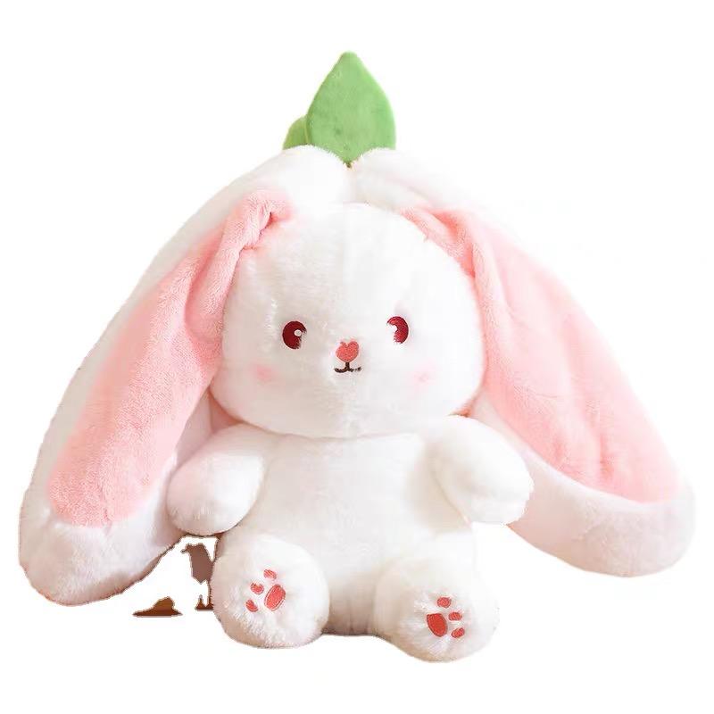 Cute Strawberry Bunny Plush Toy Soft Kawaii Stuffed Animal Gift for Kids Girls Hug Pillow Bed Decoration Birthday Present Furry Friends Plush Doll Animal Gift for Kids Girls Hug Pillow Bed Decoration Birthday Present Furry Friends Plush Stuffed Animal