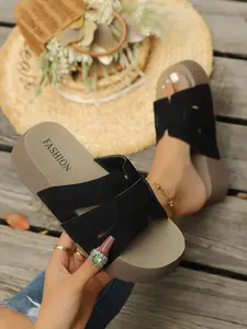 2026 New Summer Women's H-Type Thick Sole Sandals, Casual Style, Comfortable for Long Wear, Versatile for Commute, Vacation, Daily Use, Anti-Slip Beach Shoes
