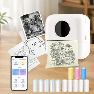 Mini HD Portable Wireless Thermal Printer: Pocket-Sized Study Aid for Students, Office Memo & Label Maker, Instant Print & Stick, No Ink Needed, Durable Learning Tool for School and Work.