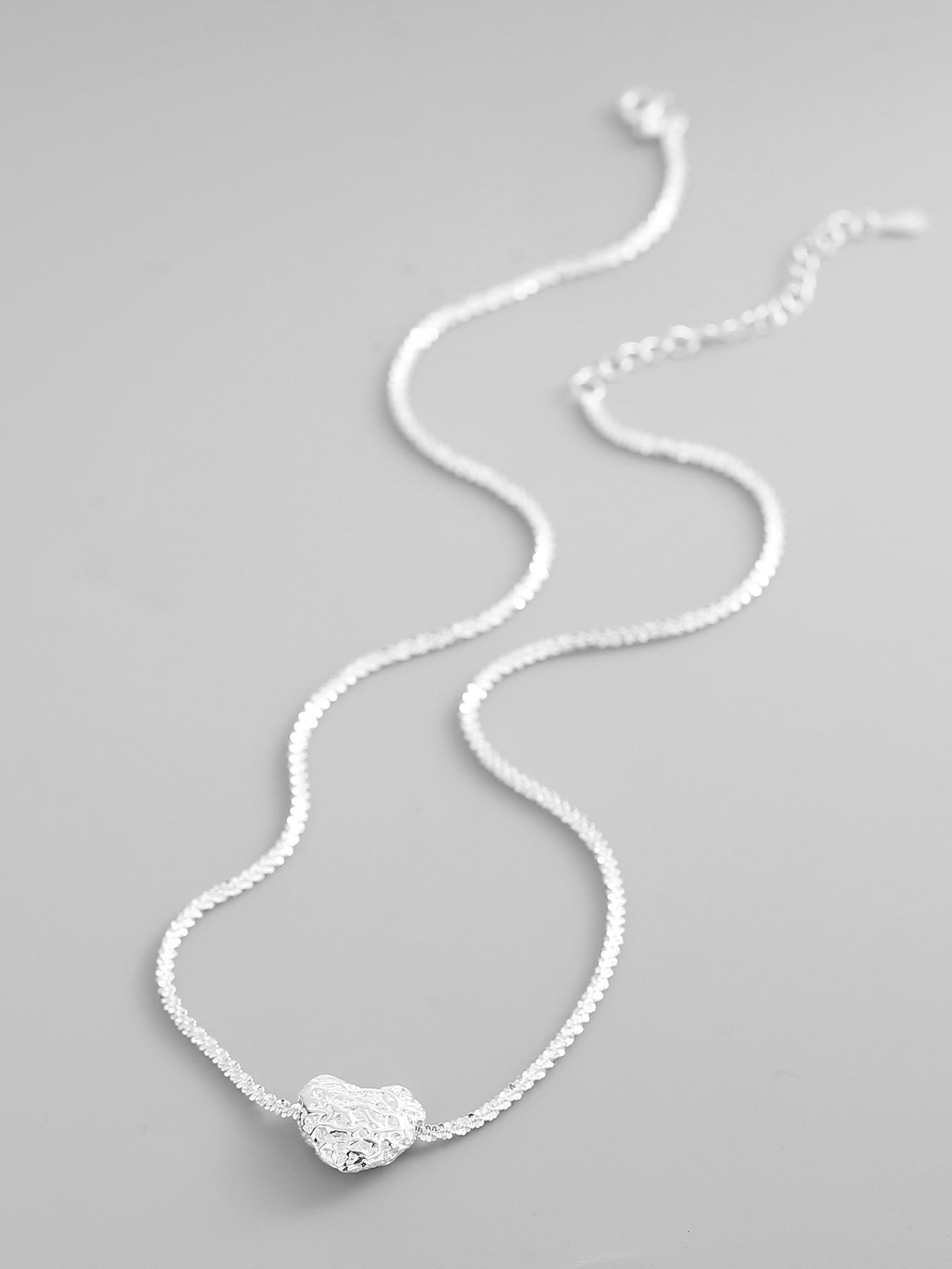 925 Sterling Silver Heart Shaped Pendant Necklace for Women, Fashion Jewelry for Party Clothing Decor, Trendy All-match & Exquisite Jewelry for Birthday Gift, Heart Design Necklace