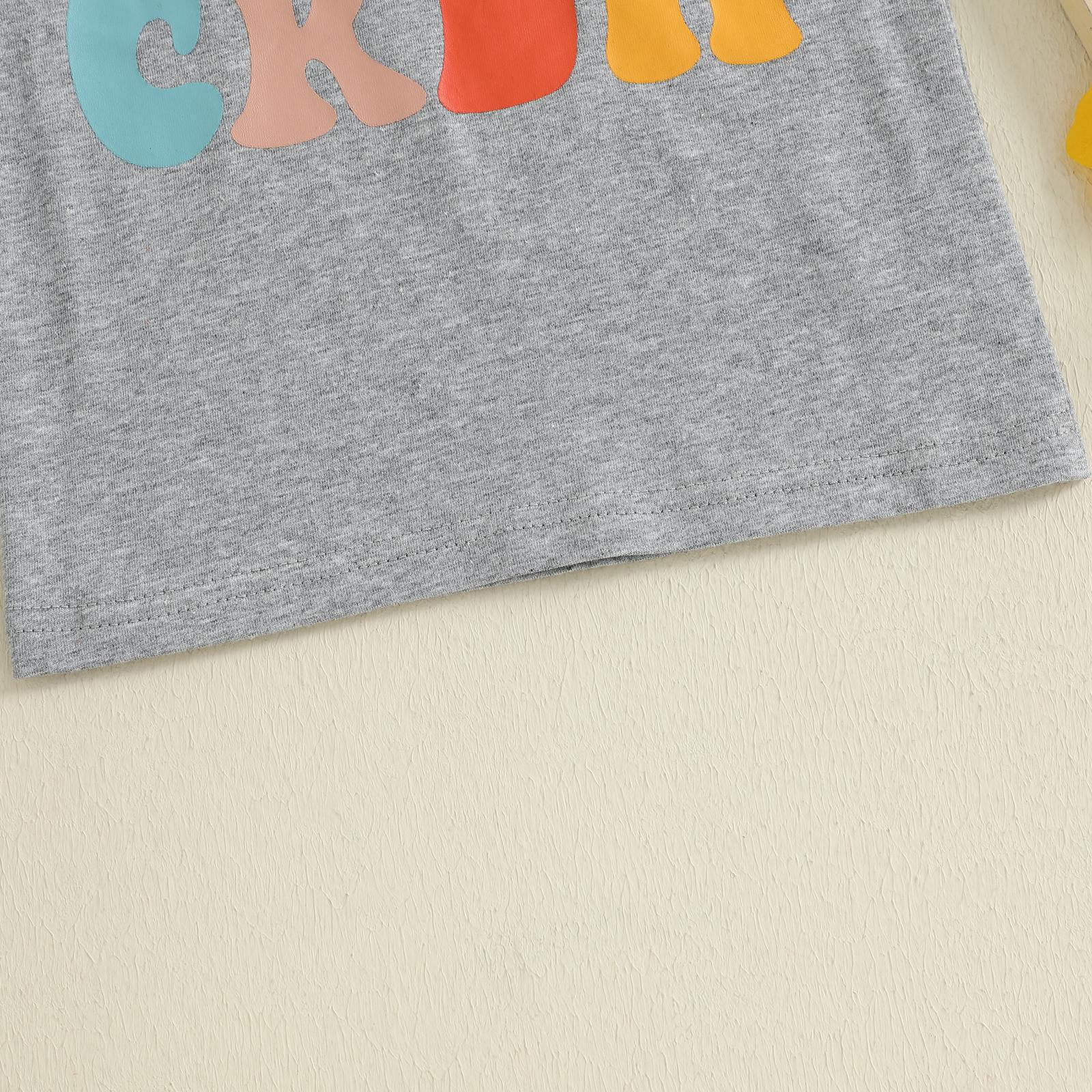 Toddler Baby Boy Girl Summer Tops Casual Round Neck Short Sleeve Letter Print T-Shirt Toddler Kids Summer Clothes Outfits