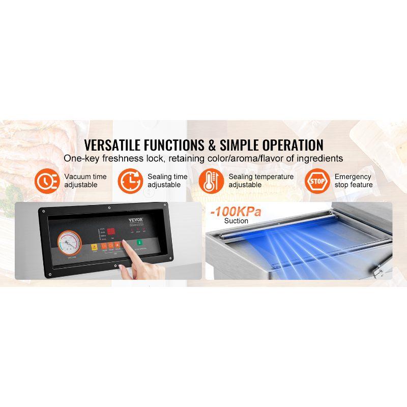 VEVOR Chamber Vacuum Sealer, 1200W Sealing Power, Vacuum Packing Machine for Wet Foods, Meats, Marinades and More, Compact Size with 23.6 in Sealing Length, Applied in Home Kitchen and Commercial Use VEVOR Chamber Vacuum Sealer, 1200W Sealing Power, Vacuum Packing Machine for Wet Foods, Meats, Marinades and More, Compact Size with 23.6 in Sealing Length, Applied in Home Kitchen and Commercial Use