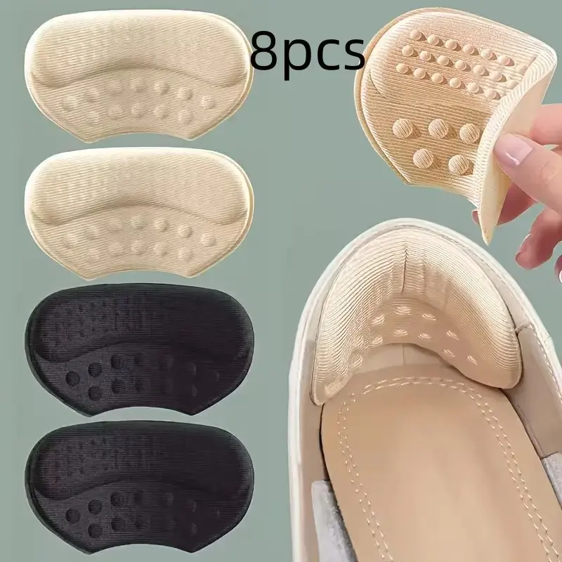 8pcs Self-Adhesive Shoe Pads, Anti-Slip, No Slip Feet, Suitable for High Heels, Sports Shoes, Large Shoes, Elastic Durable Shoe Inserts, Shoe Insoles