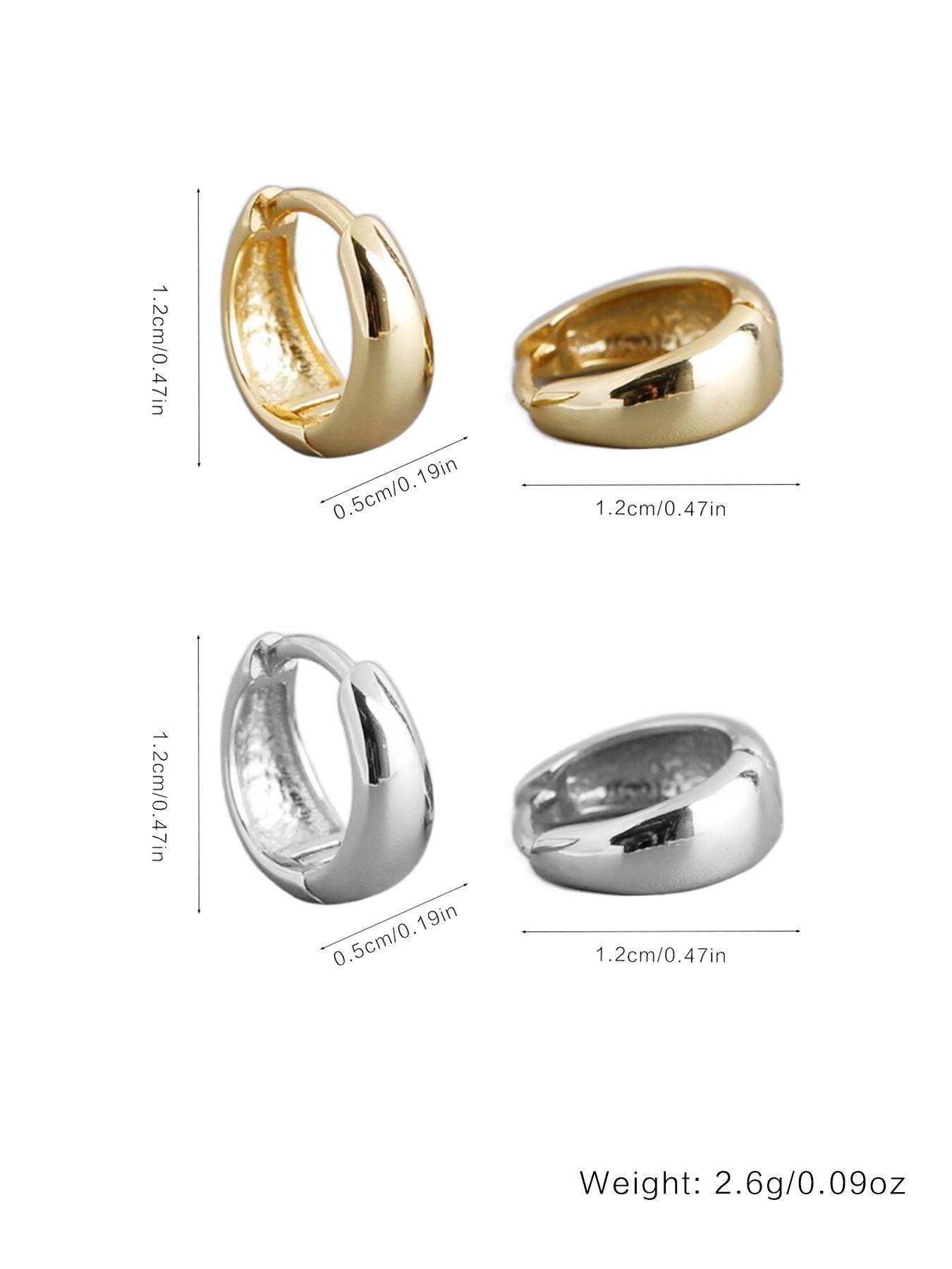 925 Sterling Silver Minimalist Wide Band Hoop Earrings, Elegant Minimalist Earrings, Fashionable Earrings for Women & Girls, Trendy All-match & Exquisite Jewelry for Birthday Gift