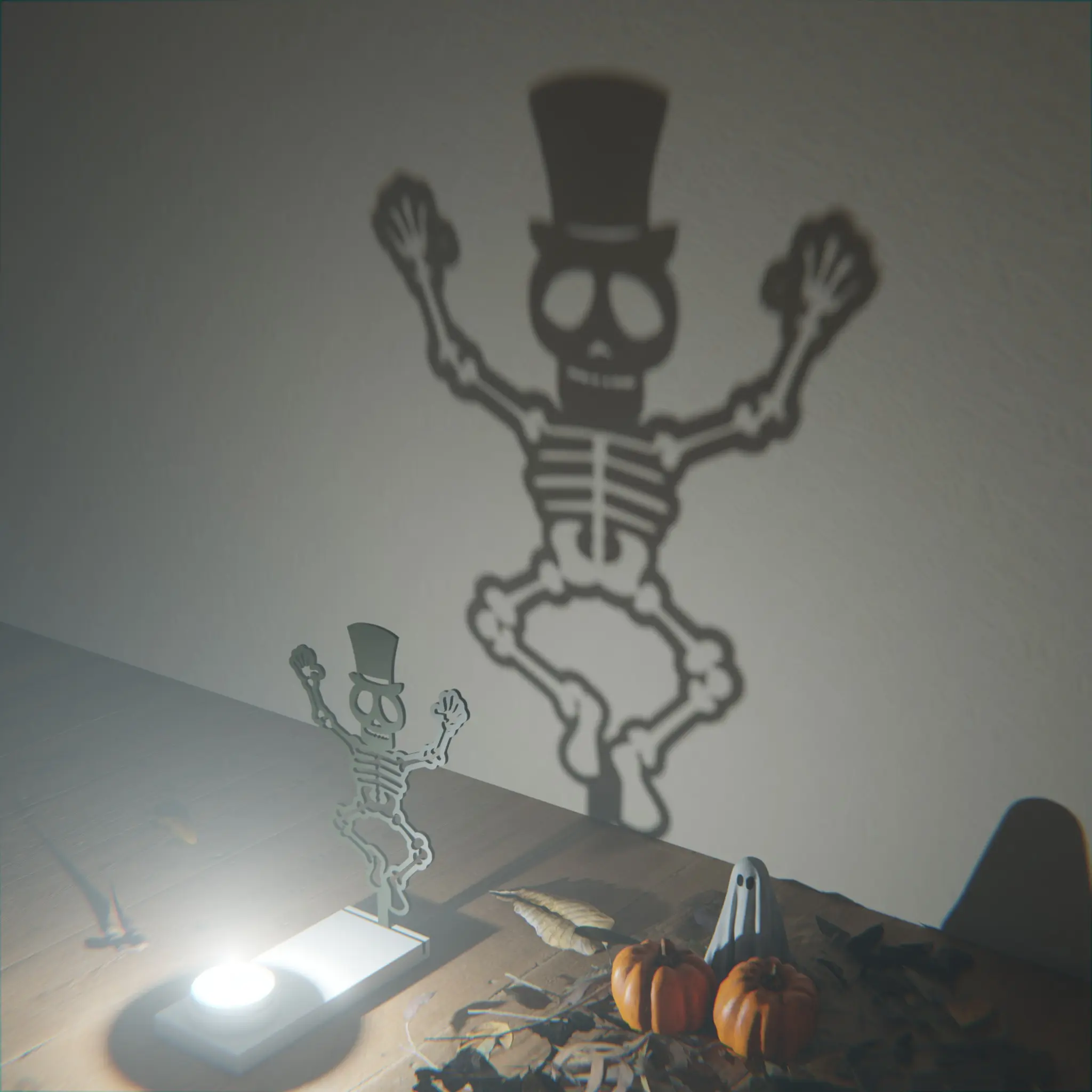 3D Printed Halloween Projection Tealight Candle Holder, Spooky Silhouette Wall Projector, Desktop Atmosphere Decor, Unique Halloween Decoration