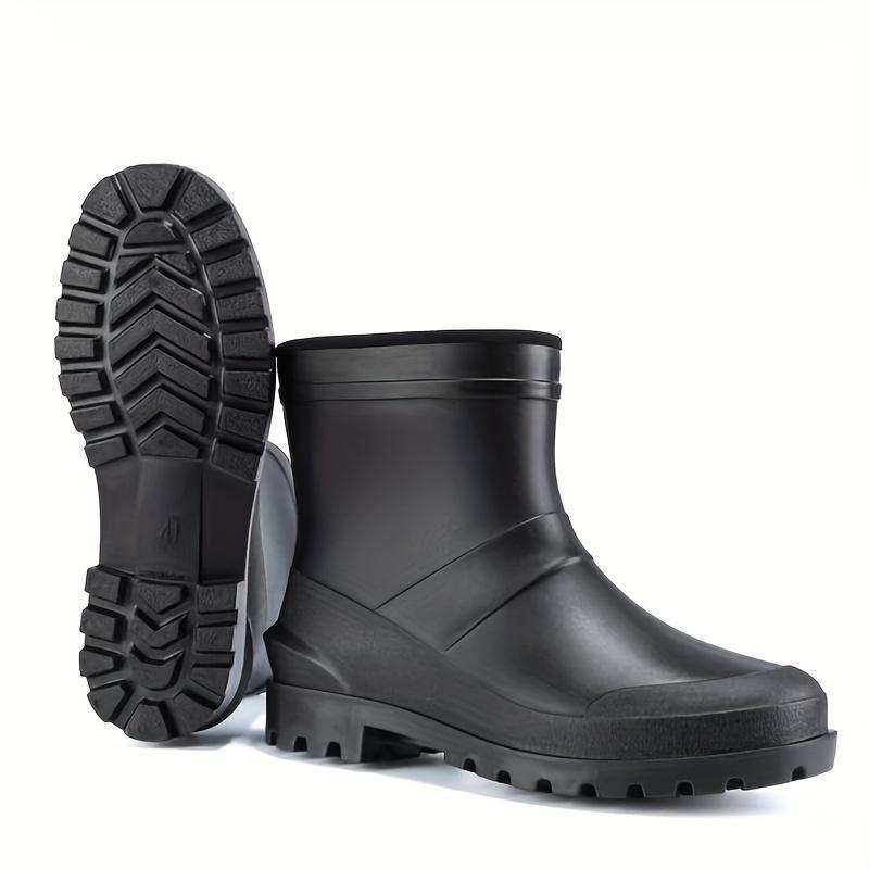 (New)Men's All Seasons Comfy Slip On Rain Boots, Ankle High Water Boots For Outdoor Rainy Day Walking Fishing Boating wellies