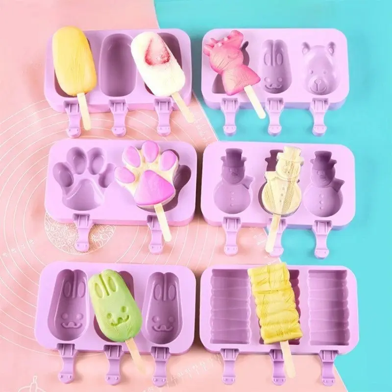 Ice Cream Mold Easy Release Homemade Ice Cream Maker, Includes 50 Sticks, Halloween Party Snack, Fun Animal Design, Ice Cream Accessories